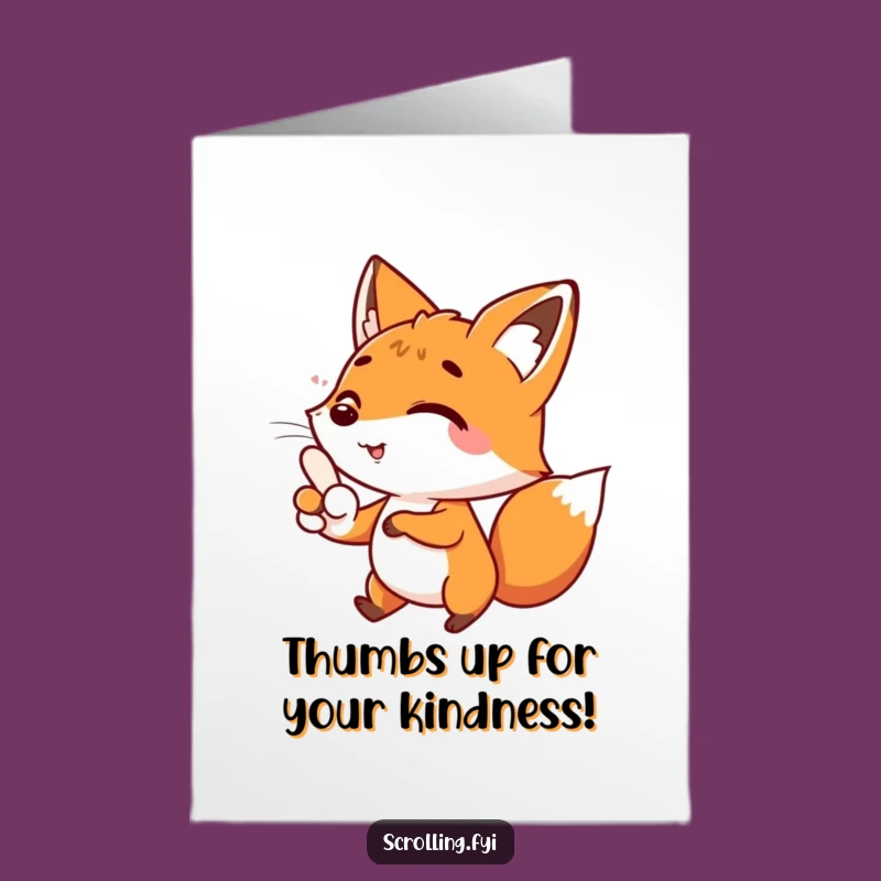 Free Printable Thank You Card: Grateful Fox Scrolling Appreciation Downloadable
