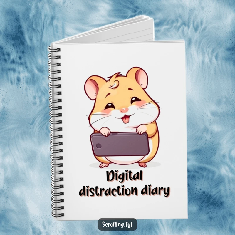 Funny Giggling Hamster Notebook: A lined journal with a cover illustrating a happy hamster fascinated by a mobile phone, ideal for note-taking.