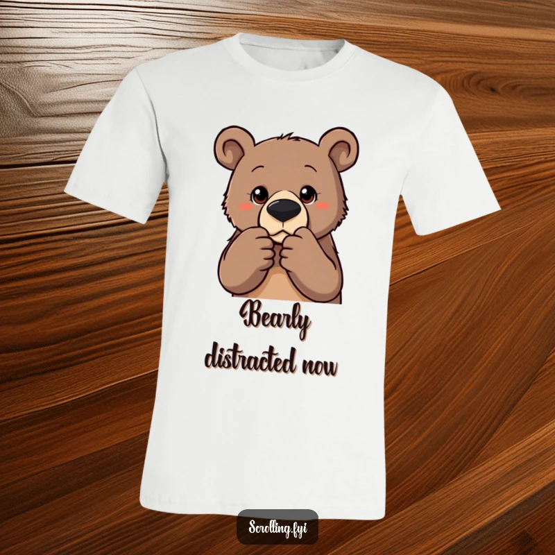 Funny t-shirt featuring a determined bear zooming into a photo, perfect for photographers or anyone with a keen eye.