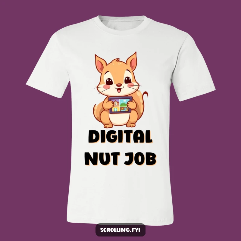 Funny Squirrel Tablet T-Shirt: Enthusiastic Scrolling for Digital Natives