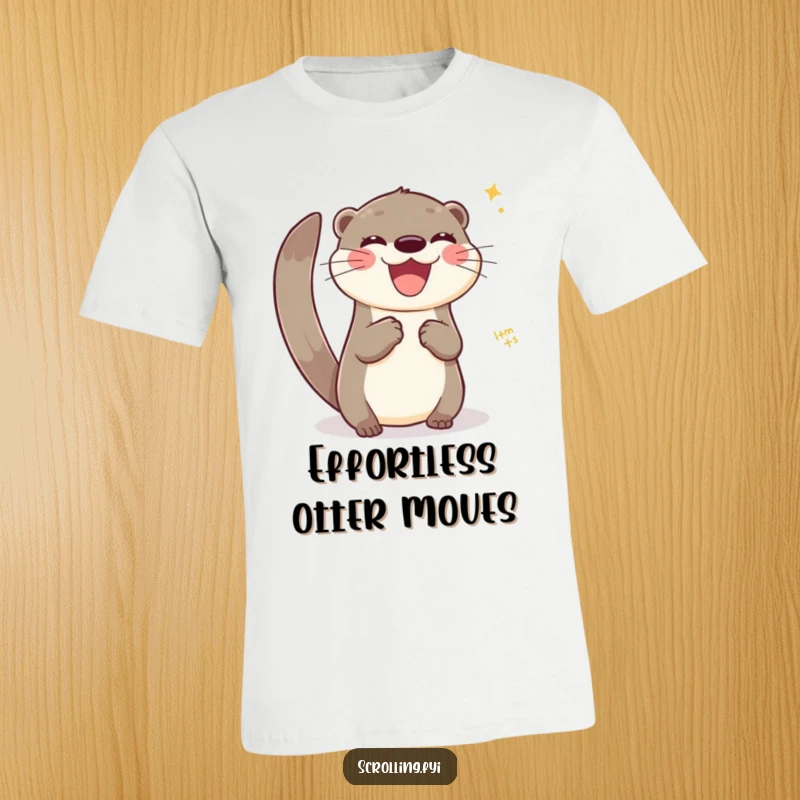 Funny t-shirt with a joyful otter swiping across a virtual interface, representing seamless digital navigation.