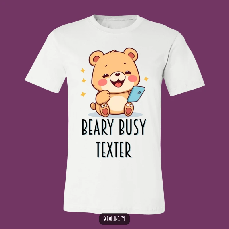 Funny Bear T-Shirt: Hilarious Phone Addict Tee, Ideal Funny Gift!