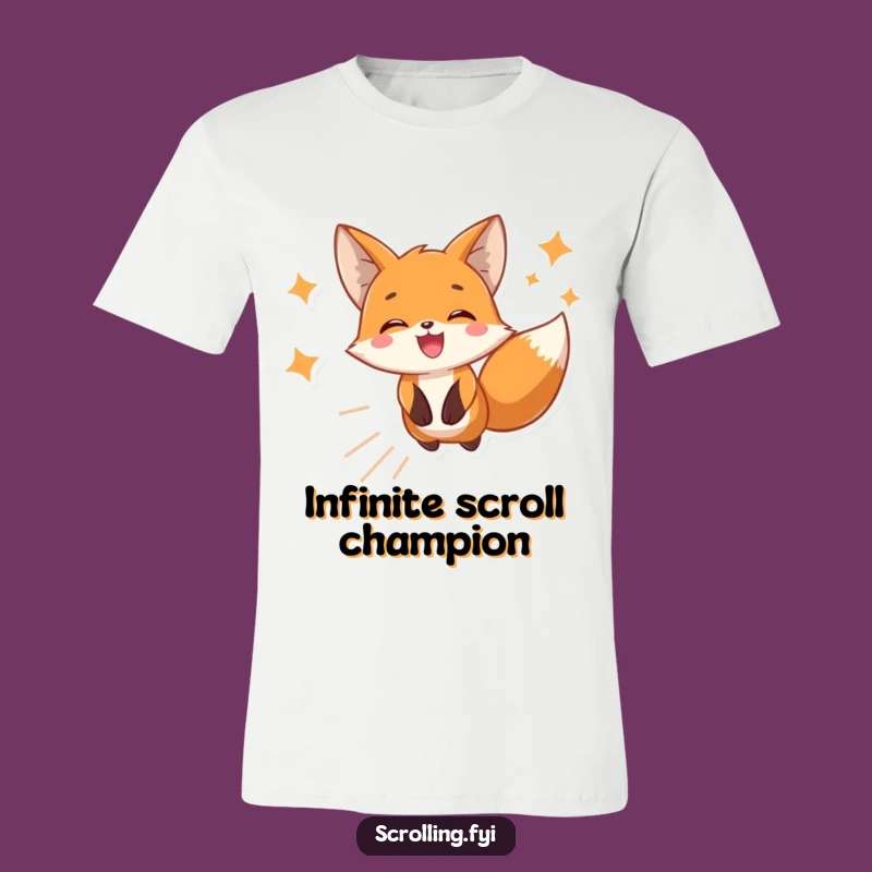 Funny Cheerful Fox Scrolling Phone T-Shirt - Hilarious Gift for Social Media Fans