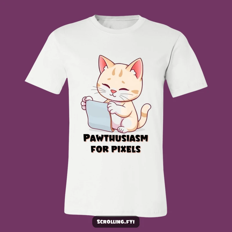 Funny Cat Scrolling T-Shirt: Hilarious Feline Tech Tee, Purrfect Funny Gift!