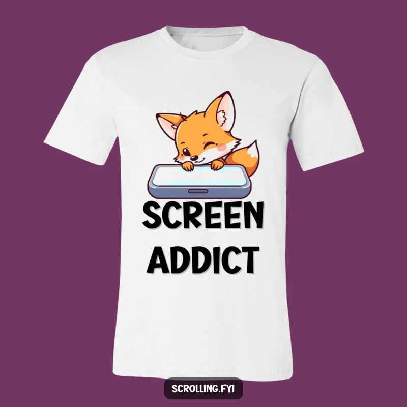 Funny Fox Tech Peek T-Shirt: Hilarious Gift for the Digitally Obsessed Fox