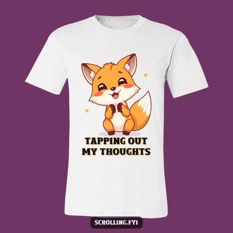 Funny Fox Typing T-Shirt: Cheerful Fox Tapping Screen Furiously, Humor Tee