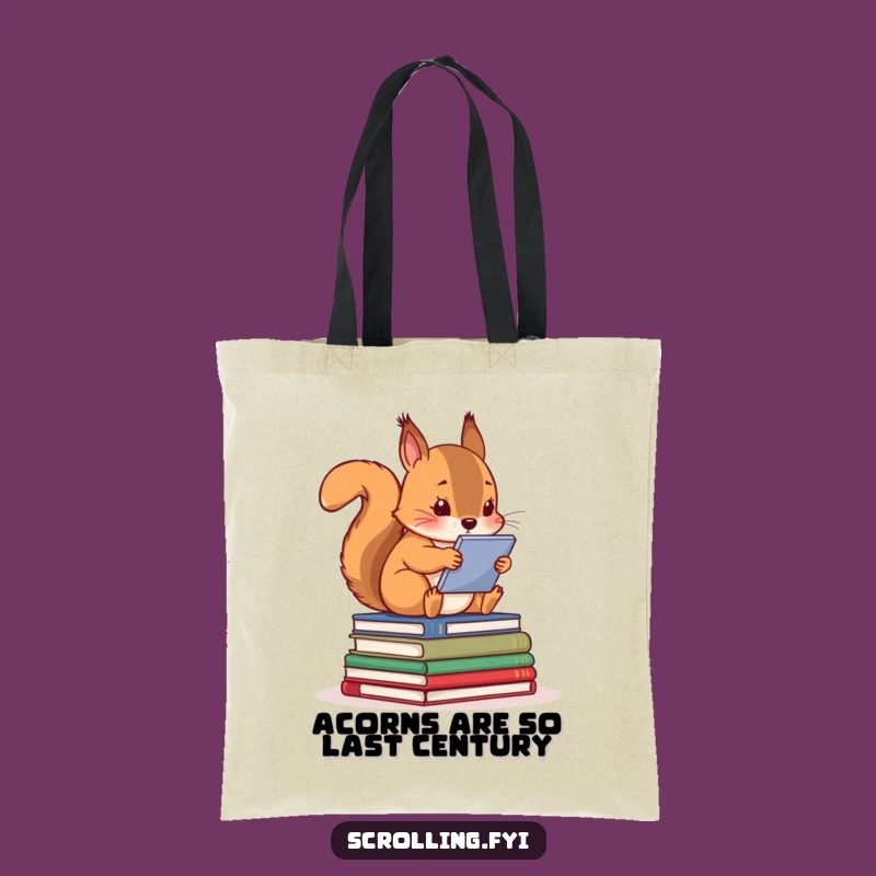 Funny Squirrel Book & Screen Tote Bag: Hilarious Carry-All for Tech Lovers, Perfect Gift