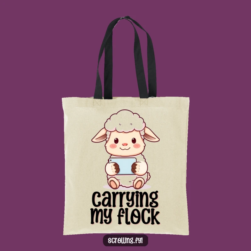 Funny Sheep Tote Bag: Carry Your Essentials with This 'Peaceful Pixels' Bag