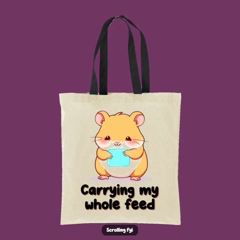Funny Hamster Tech Tote Bag: Hilarious Accessory, Perfect Funny Gift!