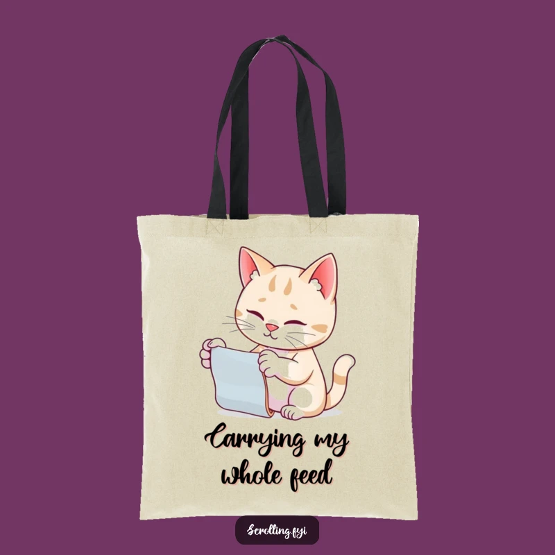 Funny Cat Scrolling Tote Bag: Hilarious Pet Accessory, Perfect Funny Gift!