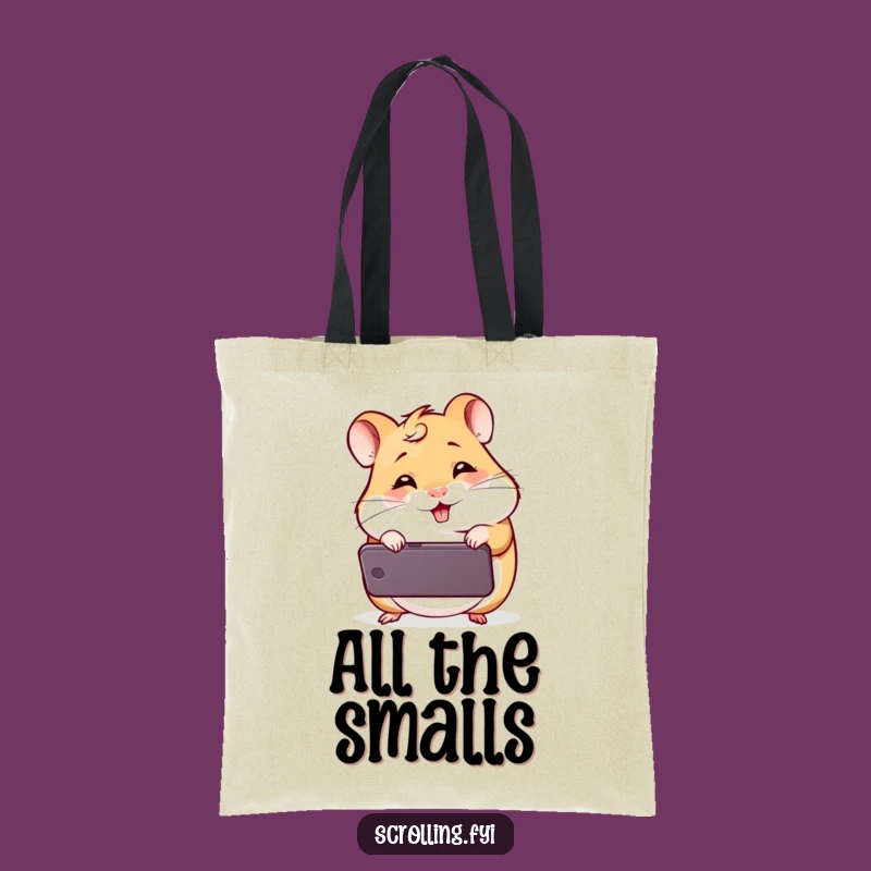 Funny Giggling Hamster Tote Bag, Hilarious Phone Meme Accessory, Ideal Funny Gift