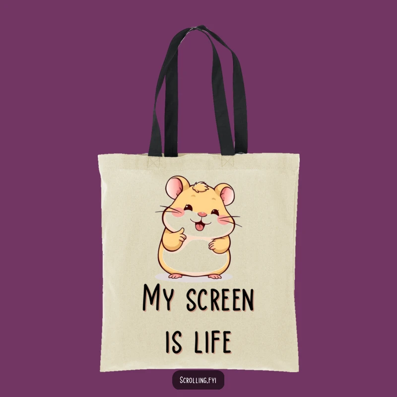 Funny Hamster Tote Bag: Scrolling Hamster Design, Chic & Humorous Gift!