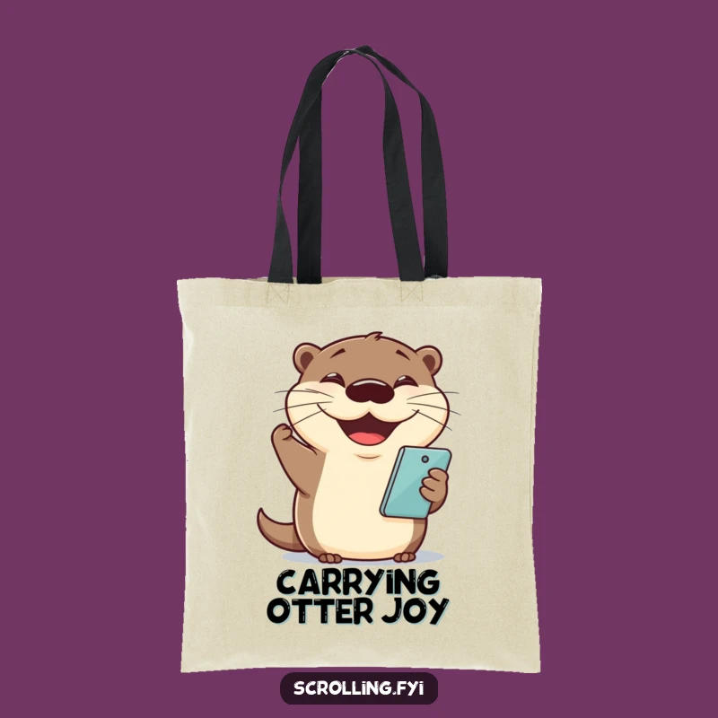 Funny Otter Phone Tote Bag: Carry Your Essentials with Cheerful Charm!