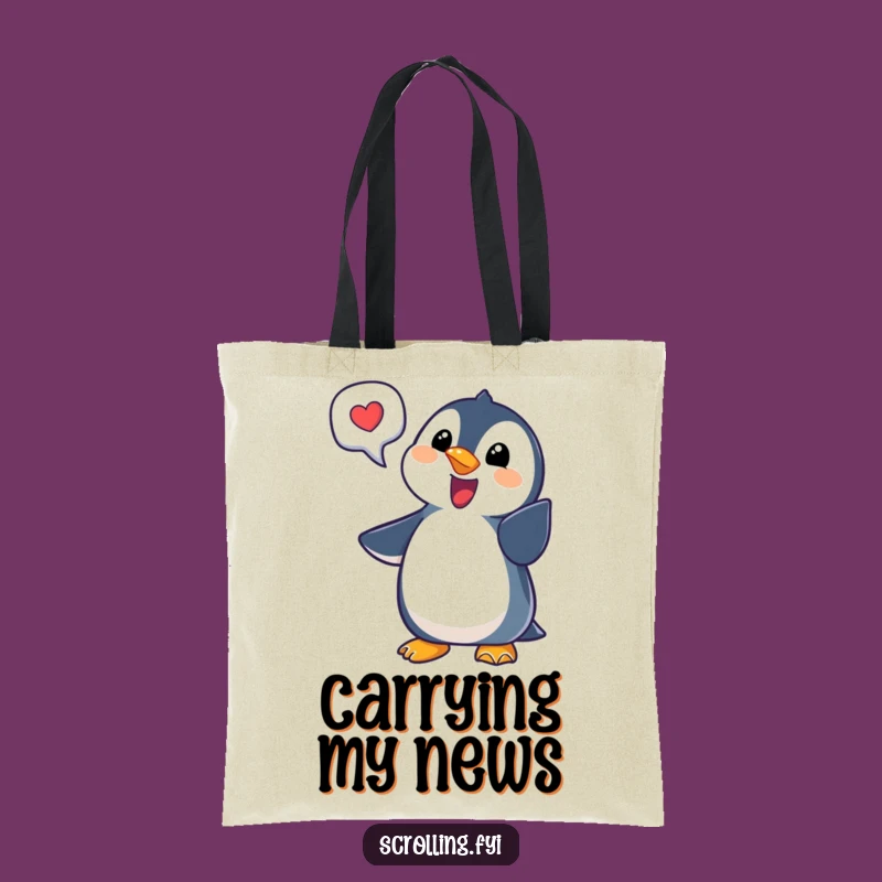 Funny Penguin Notification Tote Bag A Charming Gift for the Digitally Savvy