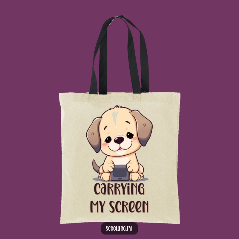Funny Puppy Screen Tote Bag: Carry Your Essentials with Adorable Tech Style