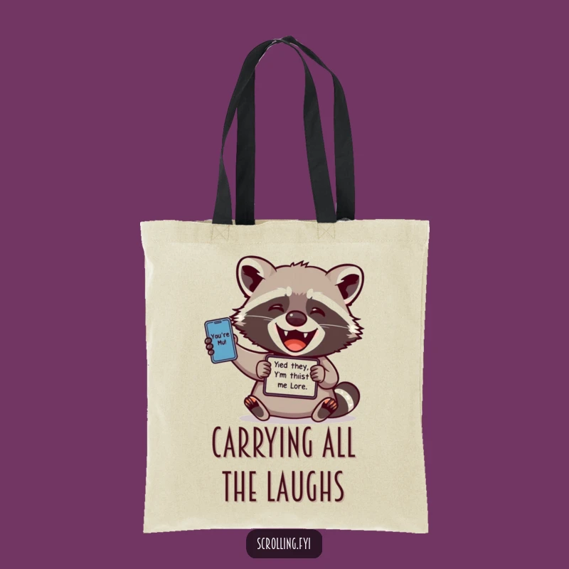 Funny Raccoon Meme Tote Bag: Delighted Raccoon Carries Laughs, Practical Gift