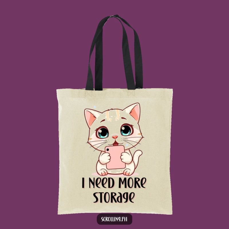 Funny Surprised Cat Tote Bag: Carry Your Phone Shock in Style, Chic Funny Gift