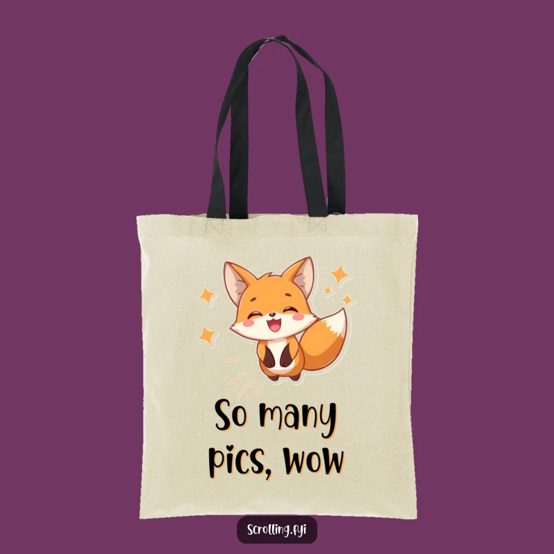 Funny Fox Scrolling Tote Bag - Stylish and Humorous Gift for Everyday Errands