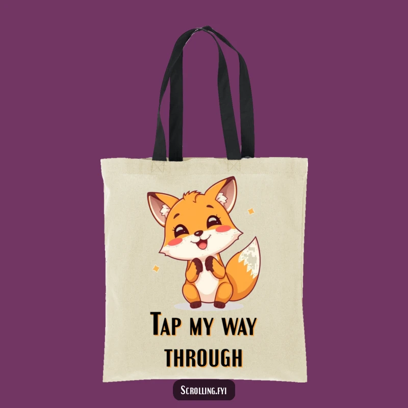 Funny Fox Typing Tote Bag: Cheerful Fox Tapping, Perfect for Digital Essentials